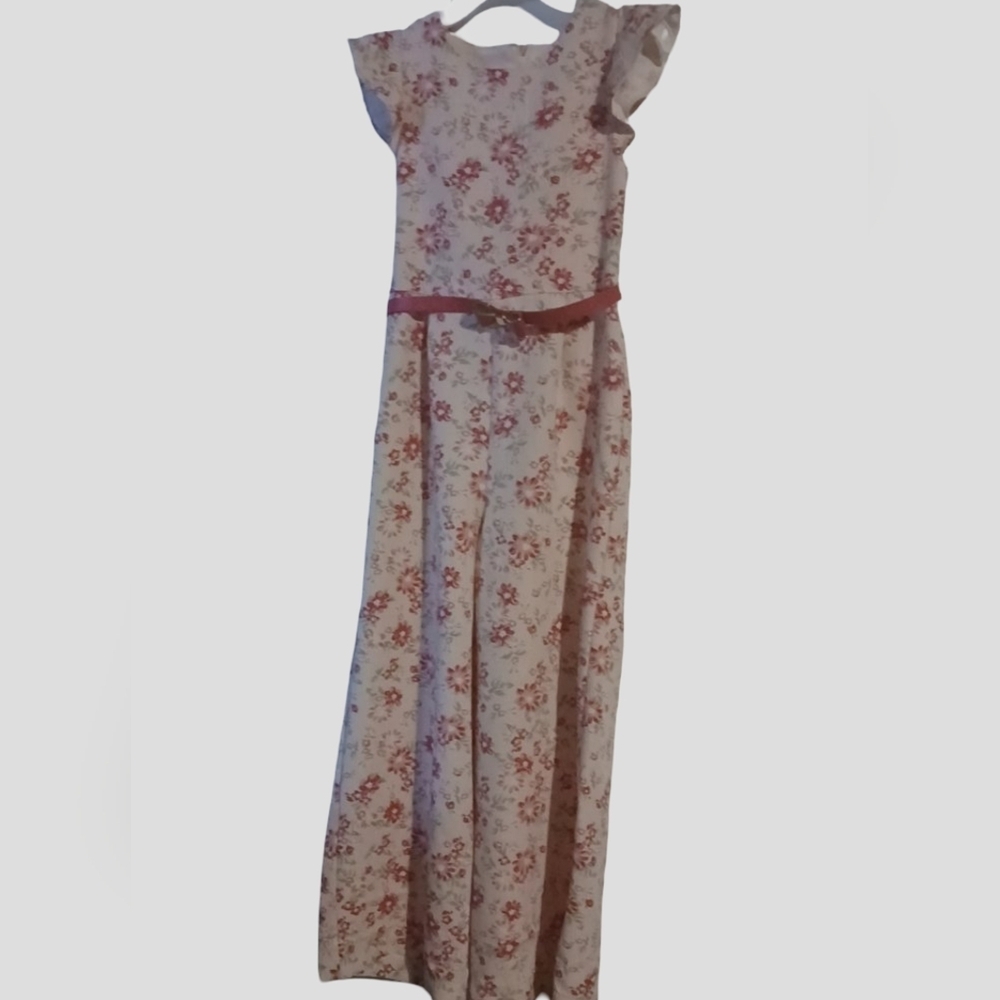 btween Girl White and Pink Floral Jumpsuit Size 7 - Picture 2 of 3